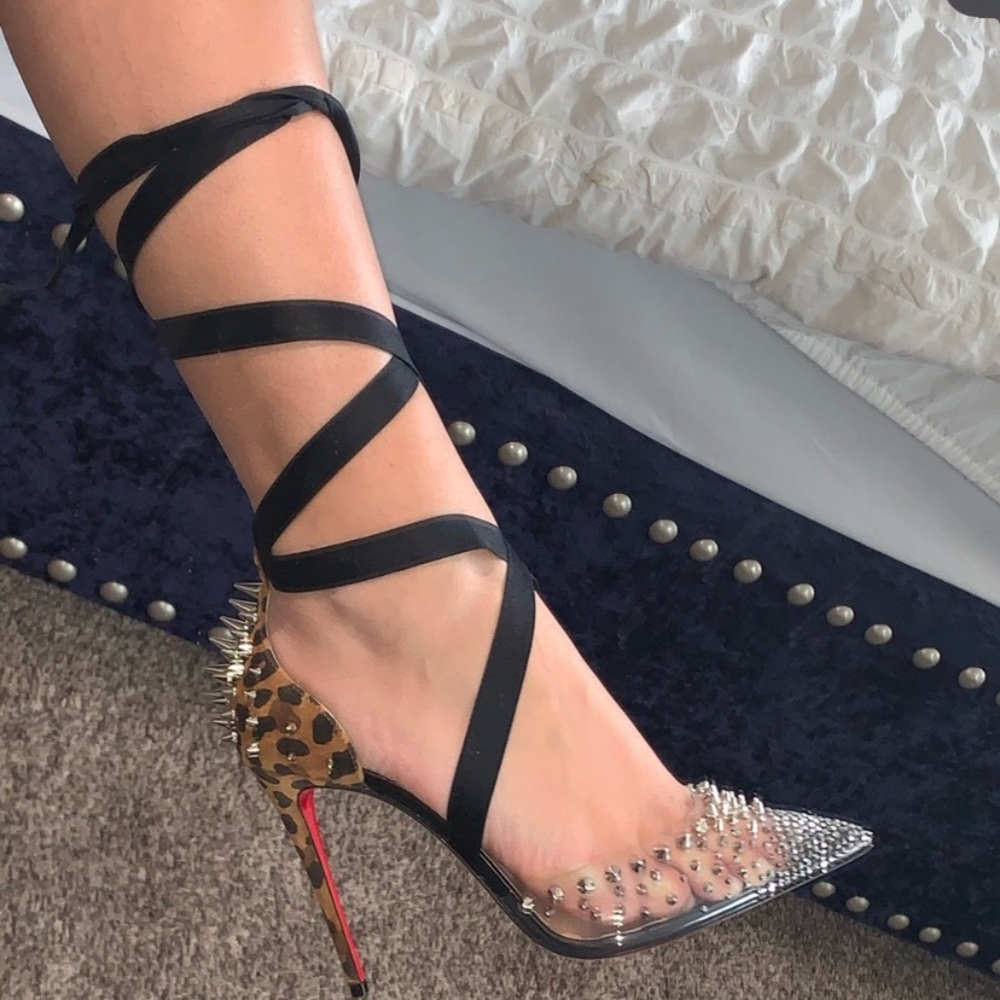 ISOOO : HELP ME FIND THESE Christian Louboutin spiked leather wrap up heels!!